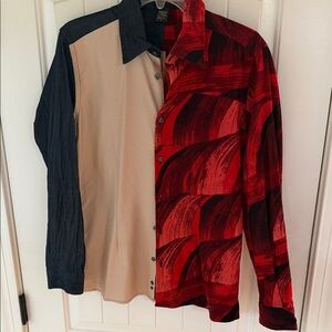 Custo Barcelona Red and Black Artistic Mens Shirt